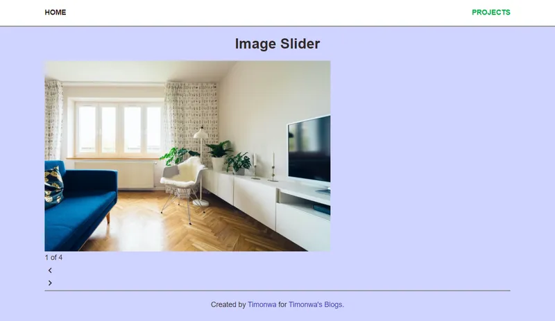 Basic HTML structure of the image slider