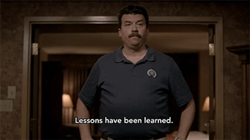 A man saying 'Lessons have been learned'.