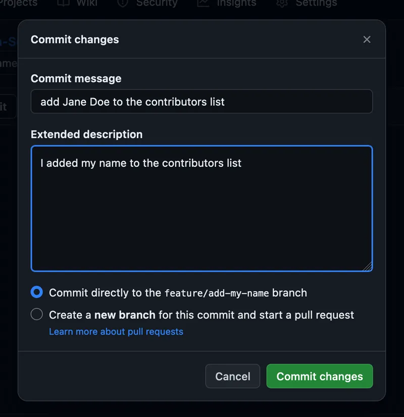 How to commit changes on GitHub