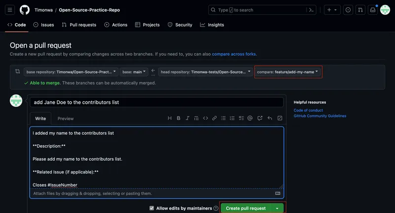 How to submit a pull request on GitHub