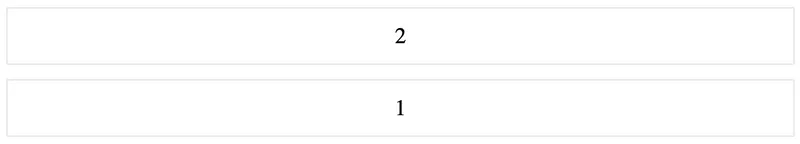 The grid items are stacked and grid item 1 appears after grid item 2 (on small screen)