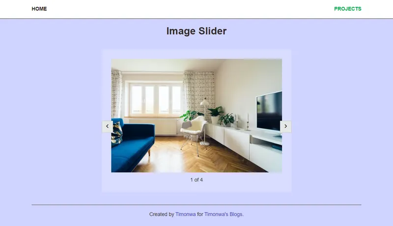 Image slider with CSS styling applied