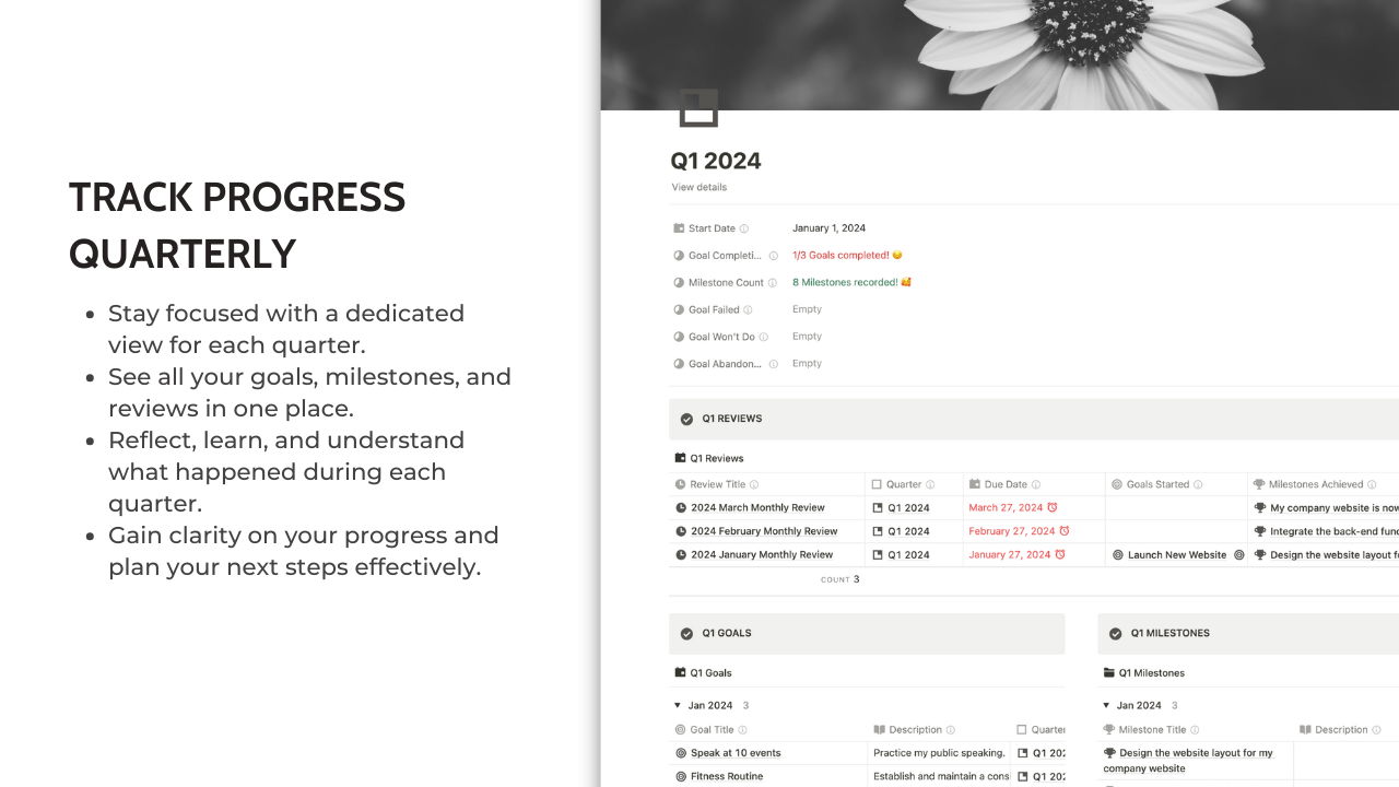 Yearly Goals Planner and Tracker Notion Template — image 4