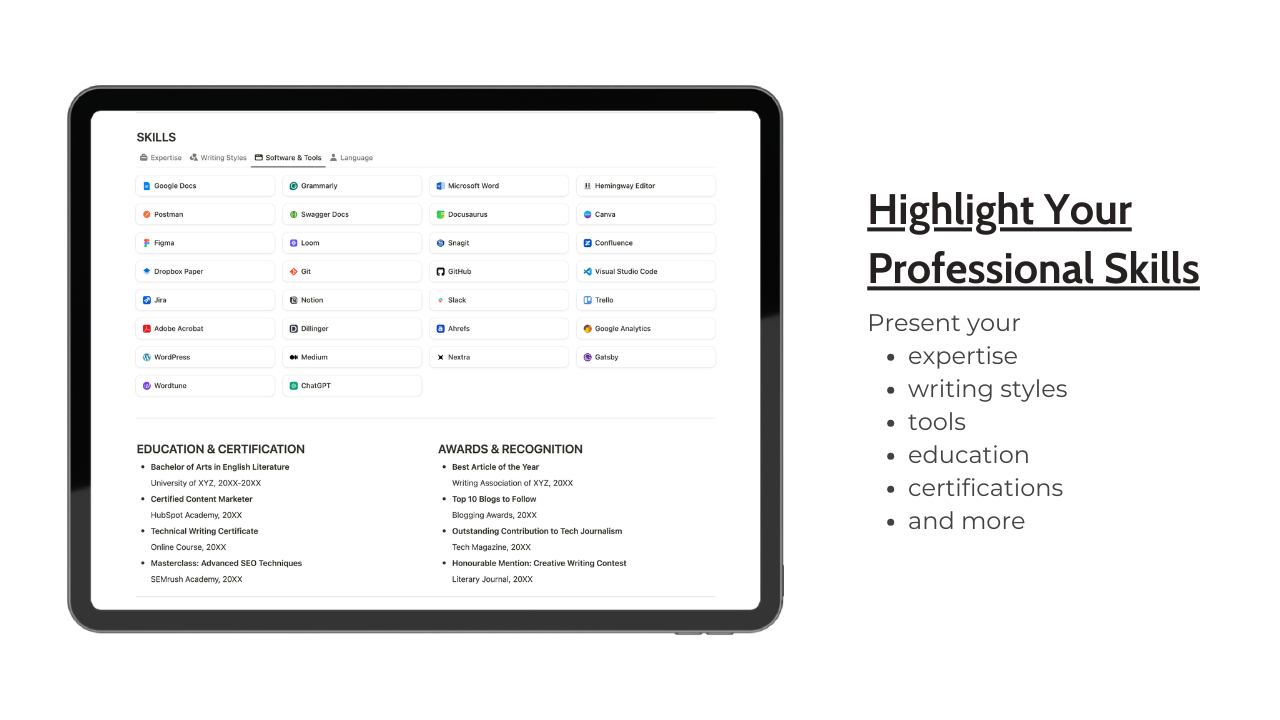 Writer's Portfolio Notion Template — image 3